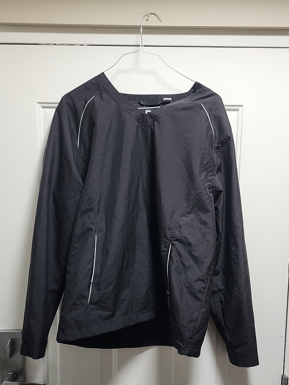 Cutter & Buck Men's Black Windbreaker with White Piping